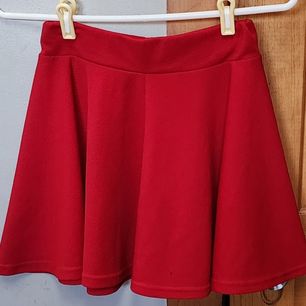 Lipstick red flared mini skirt, Size M